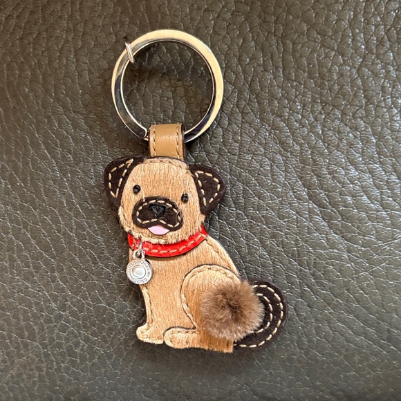 Coach Accessories - Coach brown dog with red collar and charm key fob